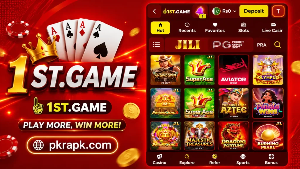 1st Game casino app
1st Game Android app interface