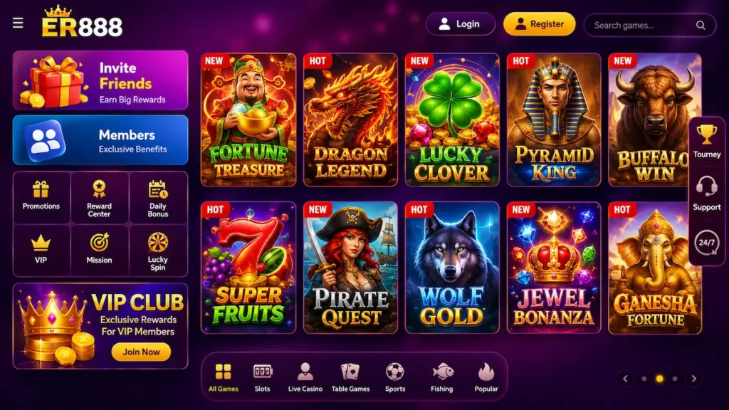Er888 game interface - which shows all game slots